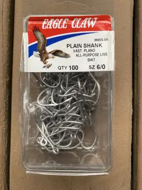 Eagle Claw 047708025089 Ss 6/0 Plain Shank Hooks Stainless Steel Eagle Claw 047708025089 Ss 6/0 Plain Shank Hooks Stainless Steel