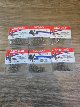 Eagle Claw 047708056540 Bronze Baitholder Fish Hook Size 6 And 8 300 Hooks Total Eagle Claw 047708056540 Bronze Baitholder Fish Hook Size 6 And 8 300 Hooks Total