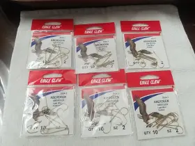 Eagle Claw 047708117524 202a-2 Aberdeen Light Wire Panfish Hook. Sz 2 Lot Of 6 Eagle Claw 047708117524 202a-2 Aberdeen Light Wire Panfish Hook. Sz 2 Lot Of 6