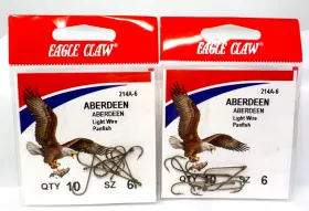 Eagle Claw 047708118057 Aberdeen Light Wire Panfish Hooks 214a-6 Size 6 X2 10-packs Eagle Claw 047708118057 Aberdeen Light Wire Panfish Hooks 214a-6 Size 6 X2 10-packs