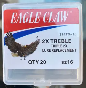 Eagle Claw 047708121590 2x Treble Hook Triple Size 16 Qty 20 Per Pack Brand New 2 Packs Eagle Claw 047708121590 2x Treble Hook Triple Size 16 Qty 20 Per Pack Brand New 2 Packs