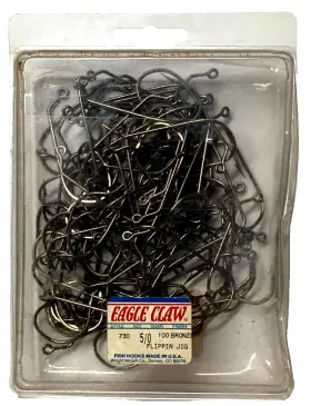 Eagle Claw 047708237673 100 Flippin Jig Hook 60 Size 5/0 Bronze #730 Eagle Claw 047708237673 100 Flippin Jig Hook 60 Size 5/0 Bronze #730