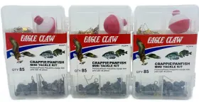 Eagle Claw 047708615129 Lot Of 3 Crappie/panfish Mini Tackle Kit 85 Pcs