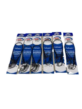 Eagle Claw 047708625241 - Premium Snelled Fishhooks 6 Pack 30 Total 9135-3/0