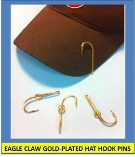 Eagle Claw 047708647731 2 Gold Hat Hooks Fish Hook Clip /baseball Cap Pin New Two #155