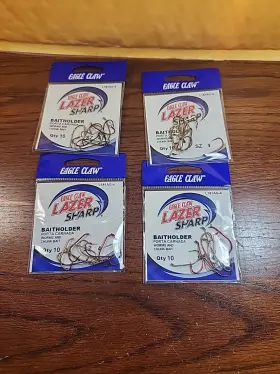 Eagle Claw 047708652346 Lazer Sharp Baitholder Hooks Size 4 Lot Of