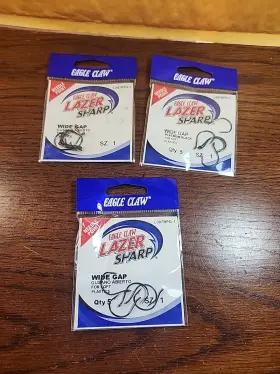 Eagle Claw 047708667159 Lazar Sharp Wide Gap Hook Size 1 Lot Of 3