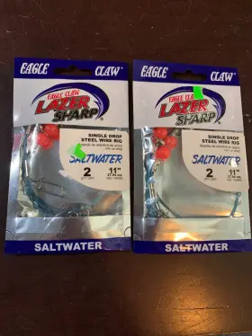 Eagle Claw 047708699327 Single Drop 11 Inch Steel Wire Rig 2-pack Saltwater Lot X2pks Eagle Claw 047708699327 Single Drop 11 Inch Steel Wire Rig 2-pack Saltwater Lot X2pks