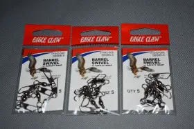 Eagle Claw 047708701440 Barrel Swivel With Safety Snap Size 5 Black Count 15 3 Packs
