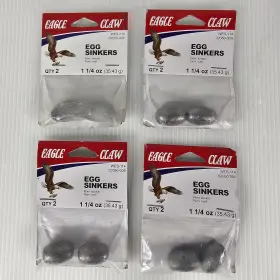 Eagle Claw 047708703420 New 4 Egg Sinkers 1-1/4oz 2-pack Fishing Tackle Weights