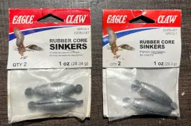 Eagle Claw 047708703642 02080-007 Rubber Core Sinkers 1 Oz 2 Packs Eagle Claw 047708703642 02080-007 Rubber Core Sinkers 1 Oz 2 Packs