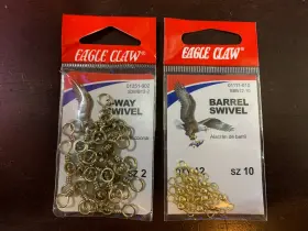 Eagle Claw 047708708692 Swivels 3-way Sz 2 - 12pk And Barrel 10 12-pk