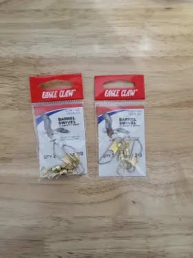 Eagle Claw 047708708722 Barrel Swivel Size 2/0 Brand New Free Shipping 2 Packs Eagle Claw 047708708722 Barrel Swivel Size 2/0 Brand New Free Shipping 2 Packs