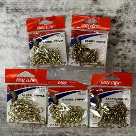 Eagle Claw 047708708760 New Lot Of 5 Barrell Swivel Size 3/0 12 Count Packs Eagle Claw 047708708760 New Lot Of 5 Barrell Swivel Size 3/0 12 Count Packs