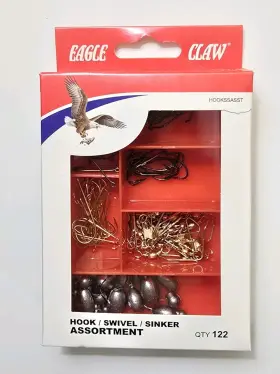 Eagle Claw 047708726276 Hook Swivel Sinker Assortment 122 Pieces New Hookssasst Tackle