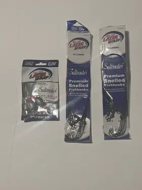 Eagle Claw 047708748834 Lazer Sharp L832ready Rig W Egg Sinker And Snelled Fishhooks Lot Of 3