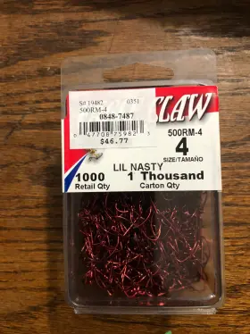 Eagle Claw 047708759823 1000 - 500rm-4 Red Pro V Lil Nasty Sickle Style Jig Hooks For Molds Eagle Claw 047708759823 1000 - 500rm-4 Red Pro V Lil Nasty Sickle Style Jig Hooks For Molds