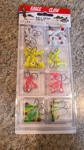 Eagle Claw 047708788168 Ball Head Jig Kit Assorted 52 Pieces 1/32 1/16 1/8 Y8