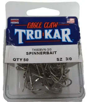 Eagle Claw 047708795999 Trokar Tk608vn-3/0 Spinnerbait Hook V Bend 50 Count