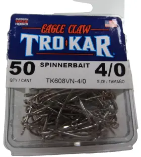 Eagle Claw 047708796002 Trokar Tk608vn-4/0 Spinnerbait Hook V Bend 50 Count Eagle Claw 047708796002 Trokar Tk608vn-4/0 Spinnerbait Hook V Bend 50 Count