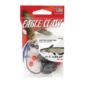 Eagle Claw 047708808019 Catfish Ready Rig Hook Platinum Black Size 8/0 24 Inch Qty 2 Eccfrr