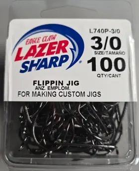 Eagle Claw 047708812719 L740p-3/0 Flippin Jig Hook Round Bend 50 Pack