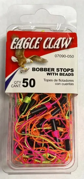 Eagle Claw 047708822381 String Bobber Stop With Beads Asst. Colors 50 Pack Free Shipping