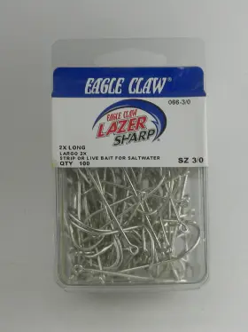 Eagle Claw 066-3/0 66 #3/0 100ct Seaguard Extra Long Shank Hooks