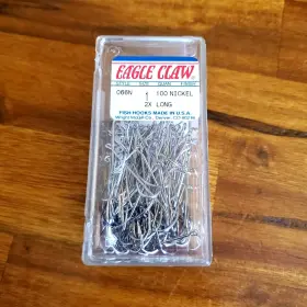 Eagle Claw 066n Extra Long Shank Hooks - 100 Pcs. Box Nickel Size 1 Eagle Claw 066n Extra Long Shank Hooks - 100 Pcs. Box Nickel Size 1