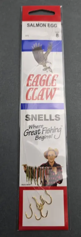 Eagle Claw 073-10 10 Packs Of Salmon Egg Sliced Hook Snell Carbon Steel Gold #8 6pc 073 Eagle Claw 073-10 10 Packs Of Salmon Egg Sliced Hook Snell Carbon Steel Gold #8 6pc 073