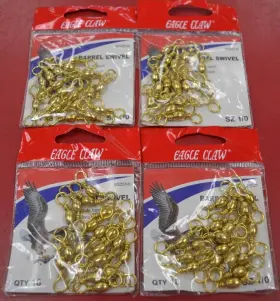 Eagle Claw 083941008014 Lot Of 4 Barrel Swivel Brass Size 1/0 18 Pack Bs251/0