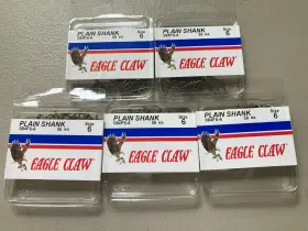Eagle Claw 084fs-6 250 Plain Shank Fish Hooks Hooks..... 5 Boxes Of 50 Size 6