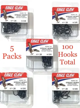 Eagle Claw 095xblt-3/0 Fishing Bait Hooks Sproat Worm 5 Packs 100 Total Eagle Claw 095xblt-3/0 Fishing Bait Hooks Sproat Worm 5 Packs 100 Total