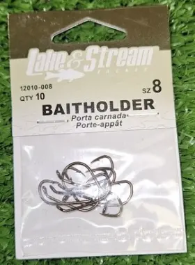 Eagle Claw 12010-008 Lake And Stream Baitholder Hook For Offset Bronze - 10 Pack