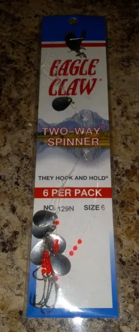 Eagle Claw 129nh-6 2-way Spinner Rgs 4pk Sz6 Bronze Baitholder Nickel Blades