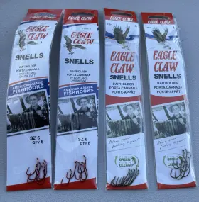 Eagle Claw 139ge-6 Snells Fish Hooks 4 Packs Amazing Bundle Deal On Brand New Eagle Claw 139ge-6 Snells Fish Hooks 4 Packs Amazing Bundle Deal On Brand New