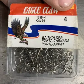 Eagle Claw 186f-4 Baitholder Hook Size 4 189f-4 Pack Of 50 Worms And Chunk Bait