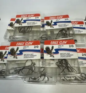 Eagle Claw 186r-2/0 Qty 80 Bronze Baitholder Hooks Size 2/0 10 Packs Of 8