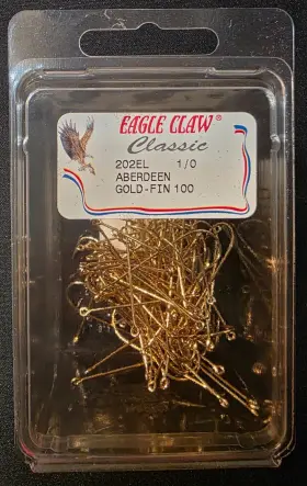 Eagle Claw 202el-1/0 202el #1/0 100ct Gold Aberdeen Hooks Eagle Claw 202el-1/0 202el #1/0 100ct Gold Aberdeen Hooks