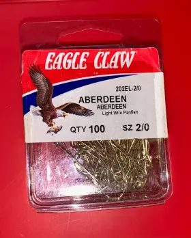 Eagle Claw 202el-2/0 202el Size #2/0 100ct Gold Aberdeen Hooks