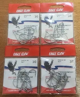 Eagle Claw 254ssa-3/0 Lot Of 4. Oshaughnessy Hooks. Stainless Steel. 3/0. 8ct Eagle Claw 254ssa-3/0 Lot Of 4. Oshaughnessy Hooks. Stainless Steel. 3/0. 8ct