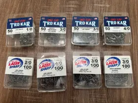 Eagle Claw 30257 Variety Lot Of Lazer Sharp And Trokar Jig Hooks For Making Jigs 600pc Eagle Claw 30257 Variety Lot Of Lazer Sharp And Trokar Jig Hooks For Making Jigs 600pc