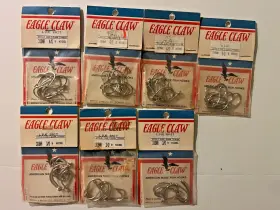 Eagle Claw 318na Vintage Tuna/live Bait Hooks Lot Of 7 Packs Style Size 4 And 3 Eagle Claw 318na Vintage Tuna/live Bait Hooks Lot Of 7 Packs Style Size 4 And 3