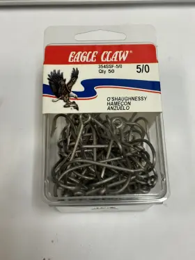 Eagle Claw 354ssf-5/0 Fishing Tackle Hook Stainless Oshaughnessy 50/box