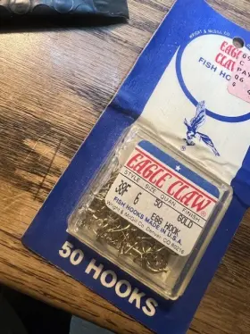 Eagle Claw 38fs6 38fs-6 Size 6 Gold Egg Hooks 50ct Eagle Claw 38fs6 38fs-6 Size 6 Gold Egg Hooks 50ct