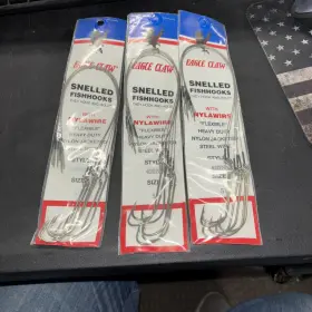 Eagle Claw 420nwh-5/0 5 Ct Nylawire Snell Hooks Size 5/0 3 Packs Free Shipping Eagle Claw 420nwh-5/0 5 Ct Nylawire Snell Hooks Size 5/0 3 Packs Free Shipping