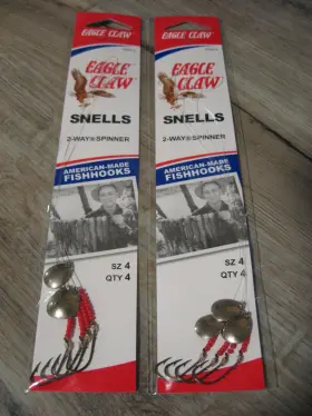 Eagle Claw 4284h-4 2 Pks Fishing 2-way Spinner Snells 4284h Fish Hooks - Size 4 Nickel