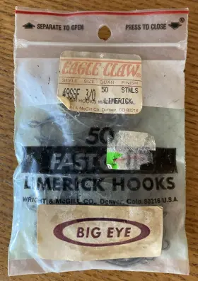 Eagle Claw 49ssf-3/0 Limerick Hooks Fast Grip Big Eye 3/0 50 Pack Stainless