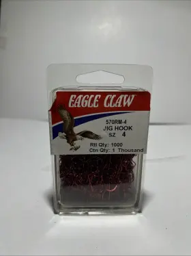 Eagle Claw 570rm-4 1000 - #4 570r Red Jig Hooks For Molds
