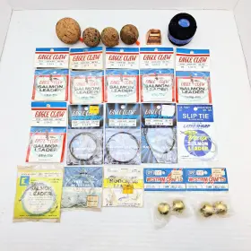 Eagle Claw 580-30-4/5 21 Pc Salmon Leader Slip Tie Rigs 4/0-5/0 Hooks 20-30lb Test With Bells And Bobbers Eagle Claw 580-30-4/5 21 Pc Salmon Leader Slip Tie Rigs 4/0-5/0 Hooks 20-30lb Test With Bells And Bobbers